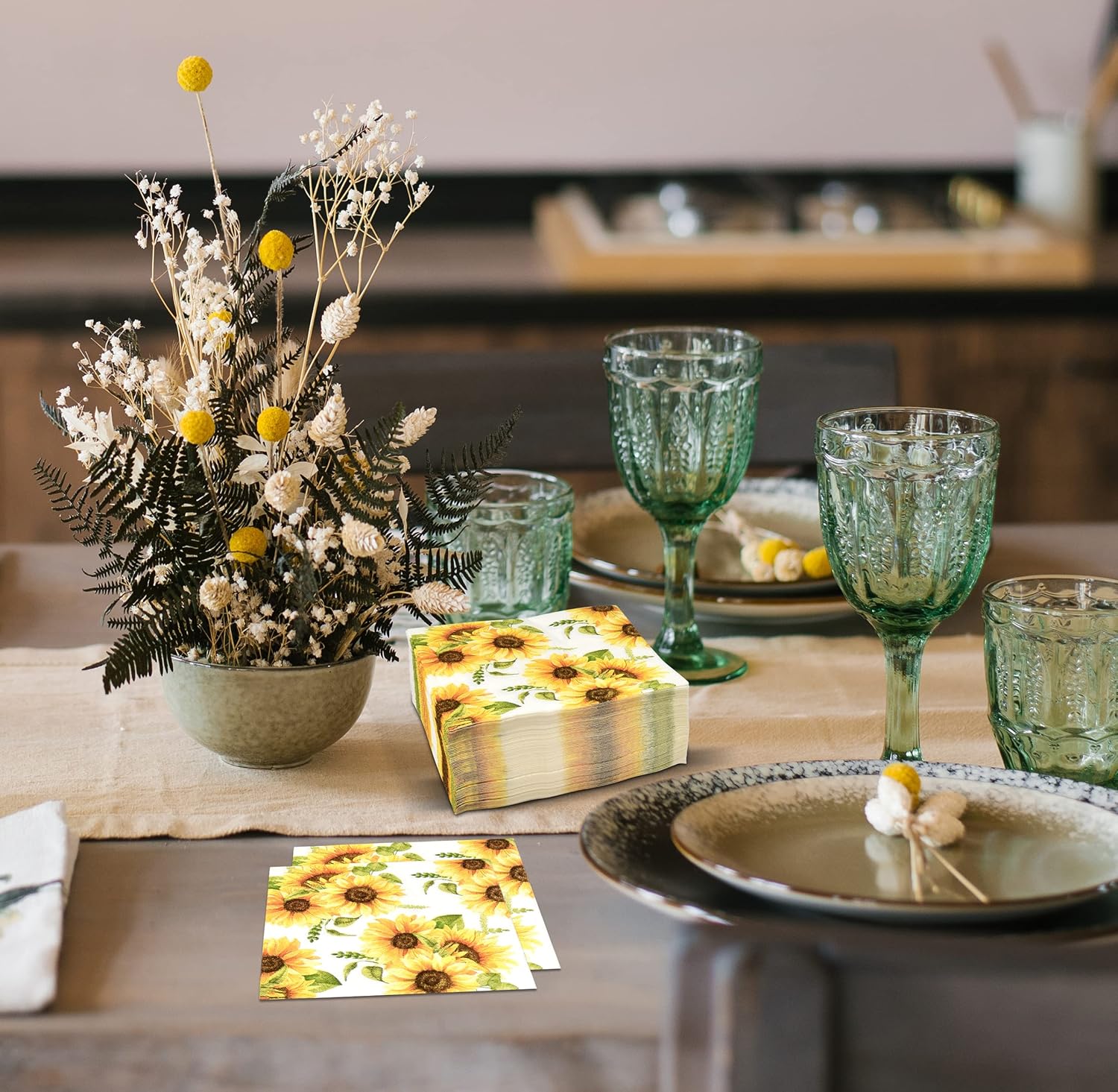 Gift Boutique 100 Sunflower Floral Napkins 3 Ply