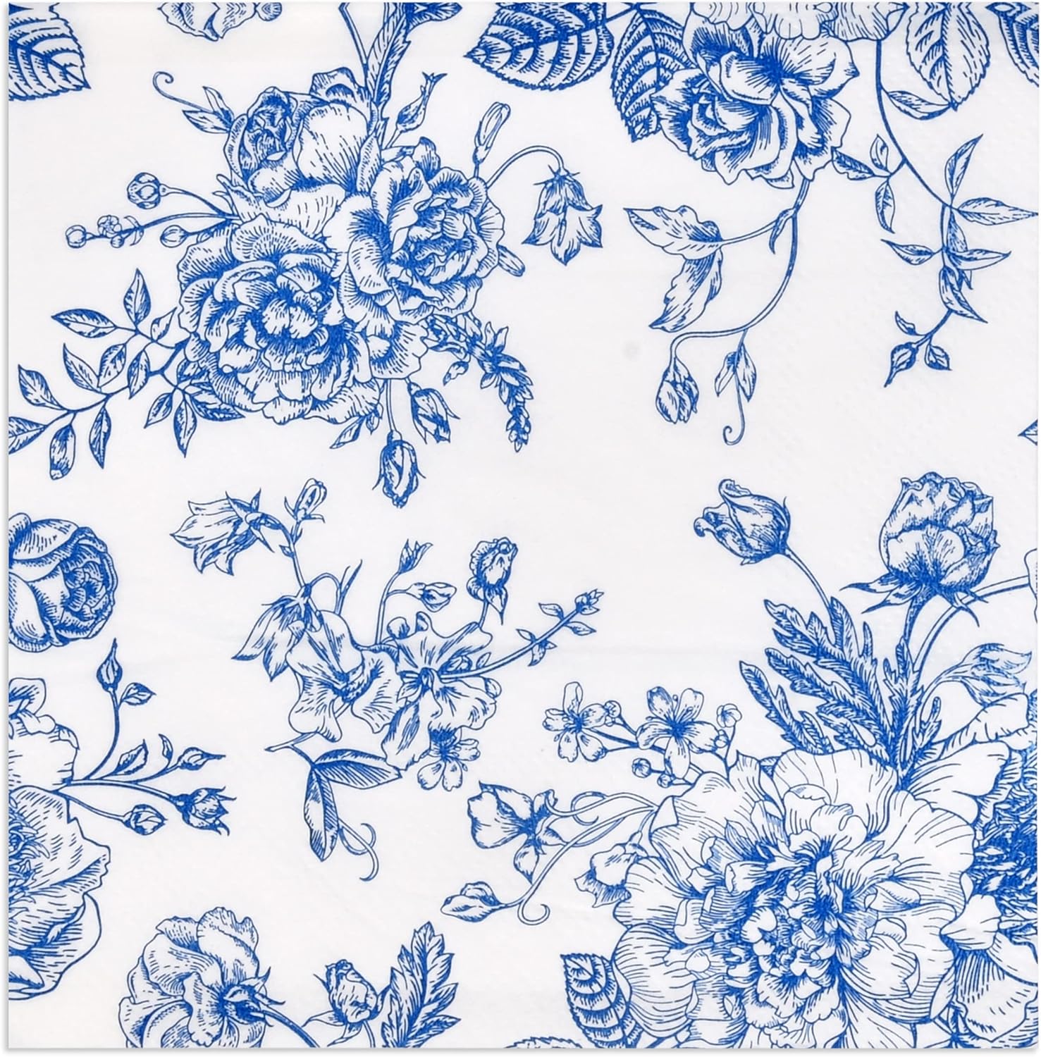 Blue And White Floral Napkins 10x10 Disposable Party