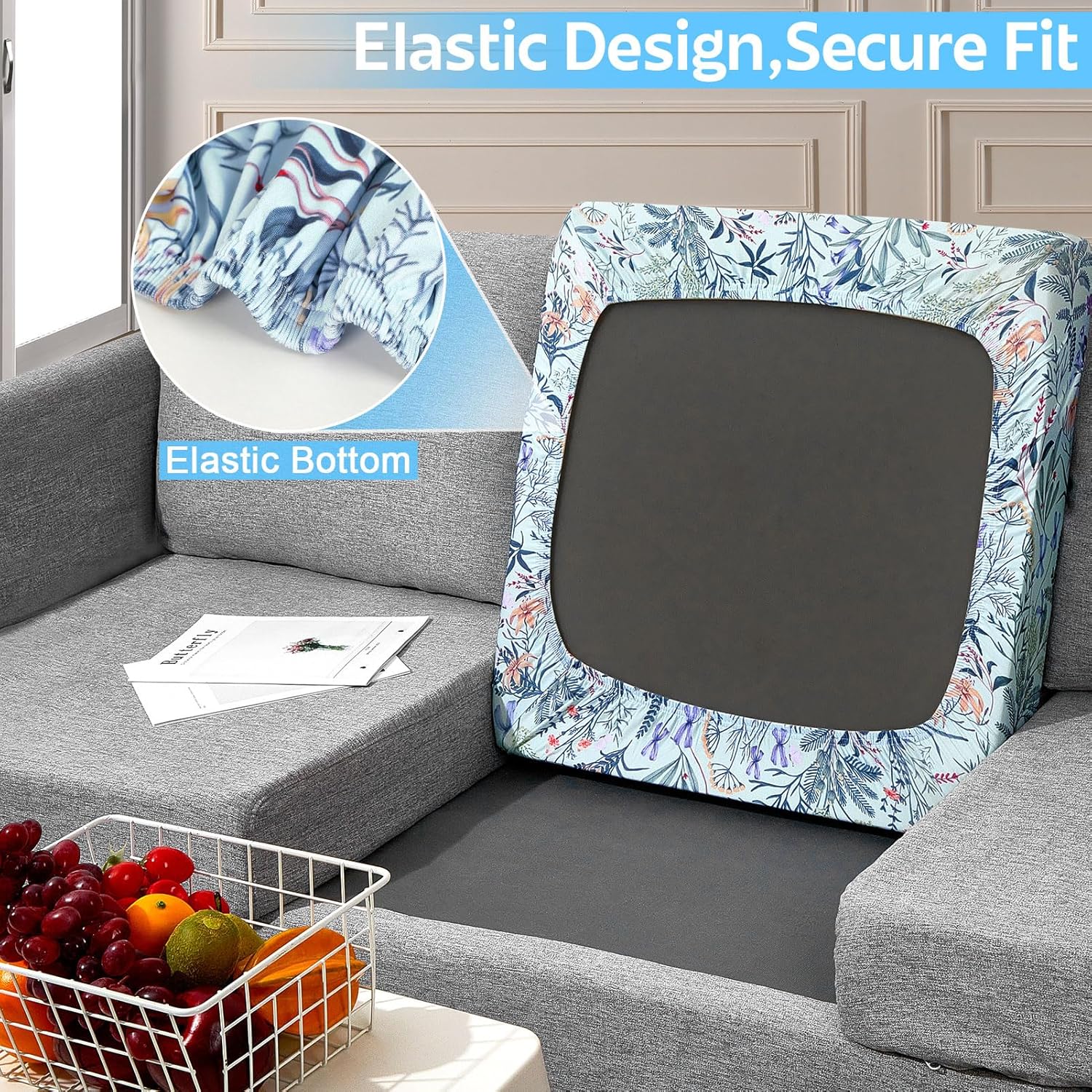 8Pcs Stretch Outdoor Cushion Covers with Elastic Bottom