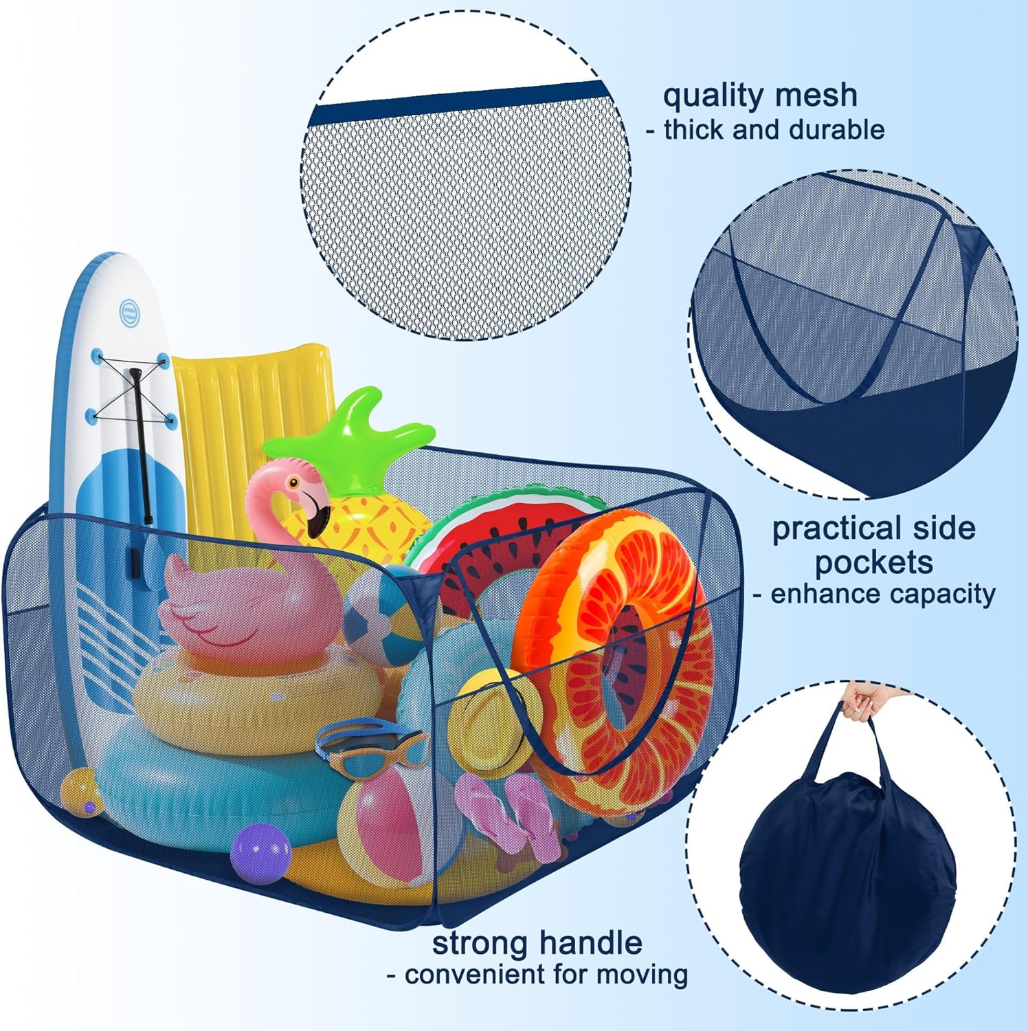 Hahood Pop-up Pool Toy Storage Bin 47x47x31 Inch