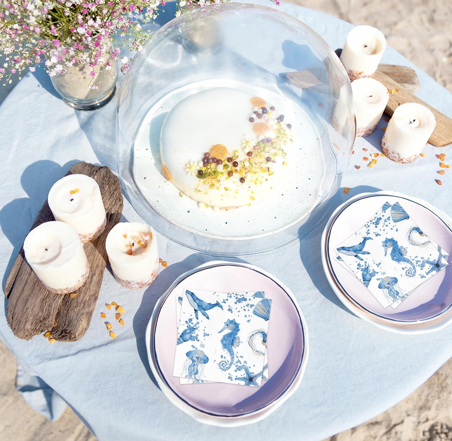 100 Pcs Ocean Themed Cocktail Napkins