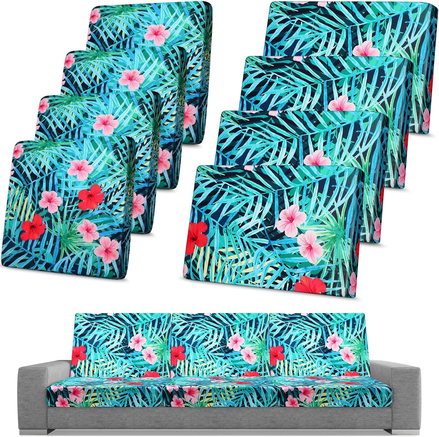 Spiareal 8 Pcs Waterproof Patio Cushion Covers Set