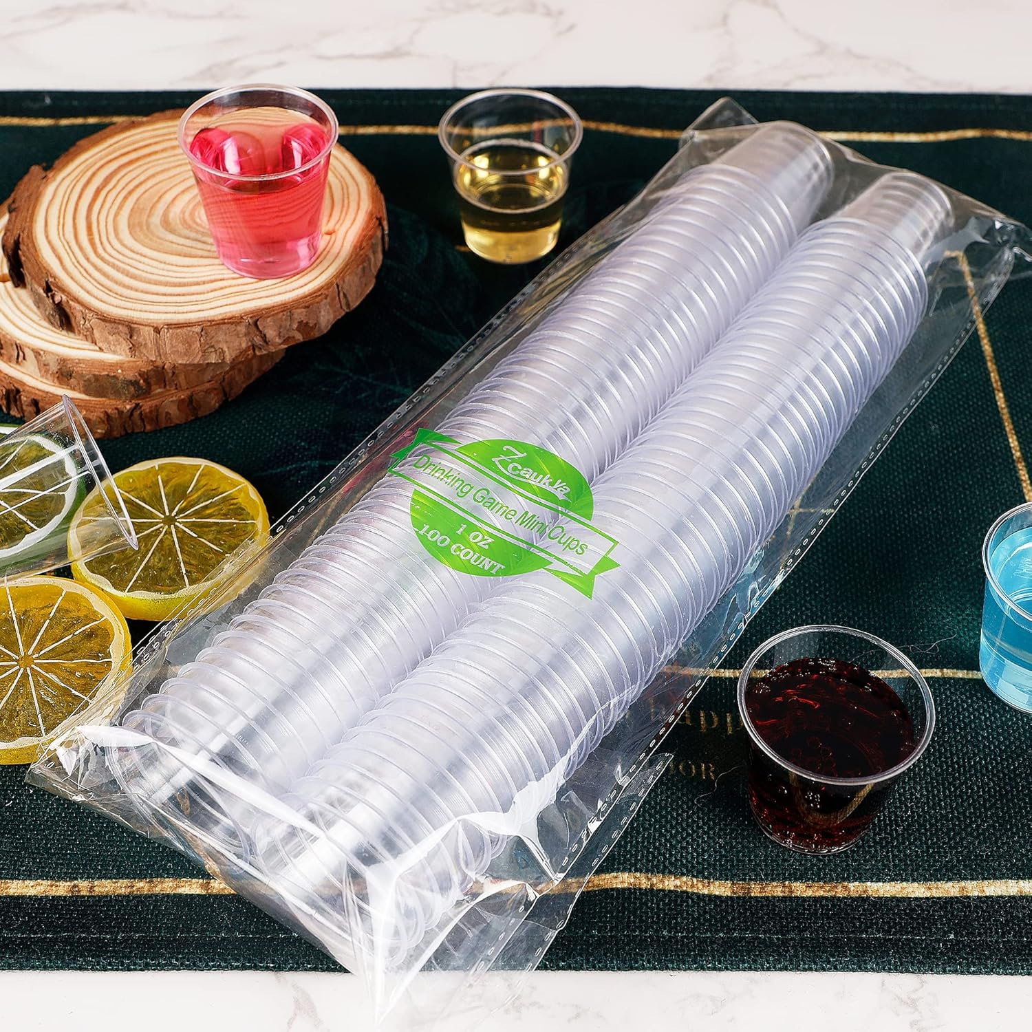 Zcaukya 100 Shot Glasses 1oz Clear Plastic Disposable Cups