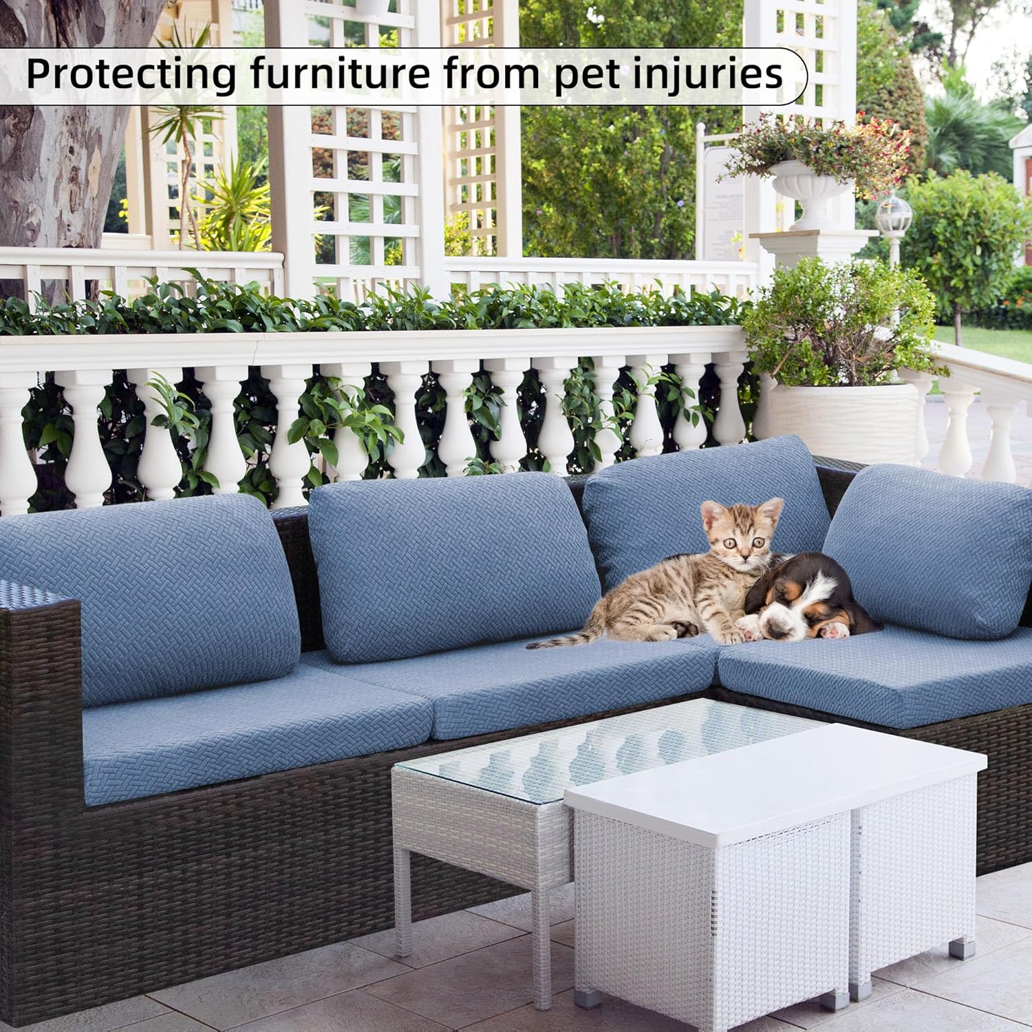 8Pcs Stretch Outdoor Cushion Covers Set