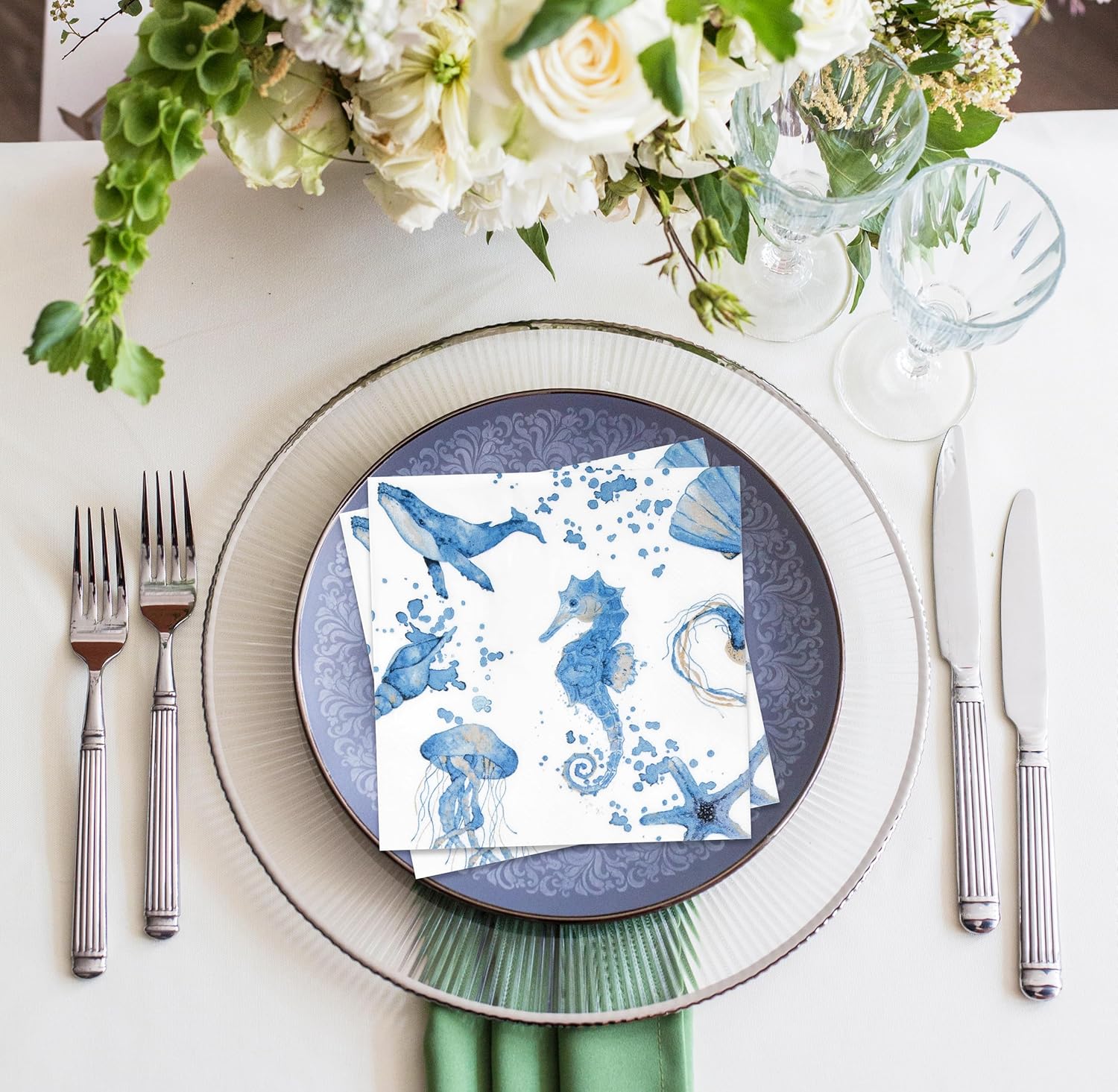 100 Pcs Ocean Themed Cocktail Napkins