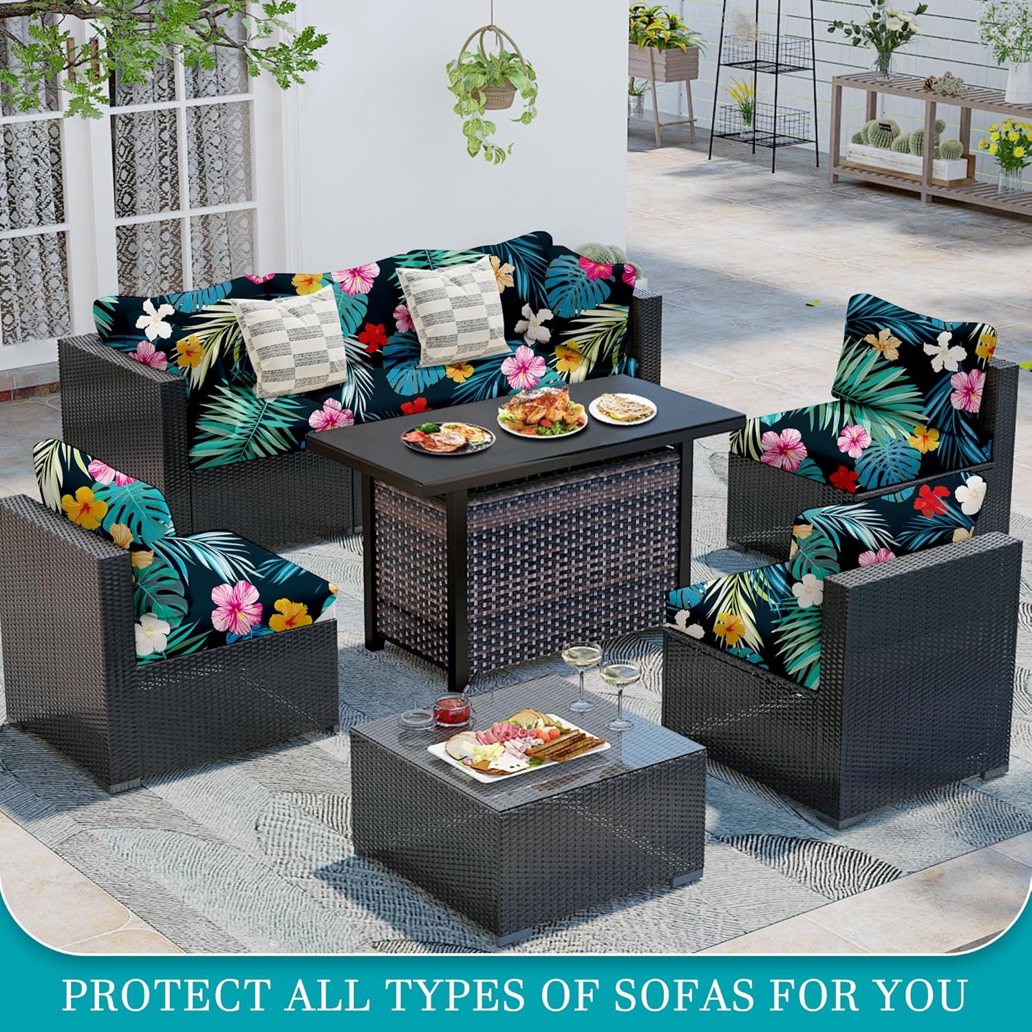 12Pcs Stretch Outdoor Cushion Covers for Sofa and Chairs