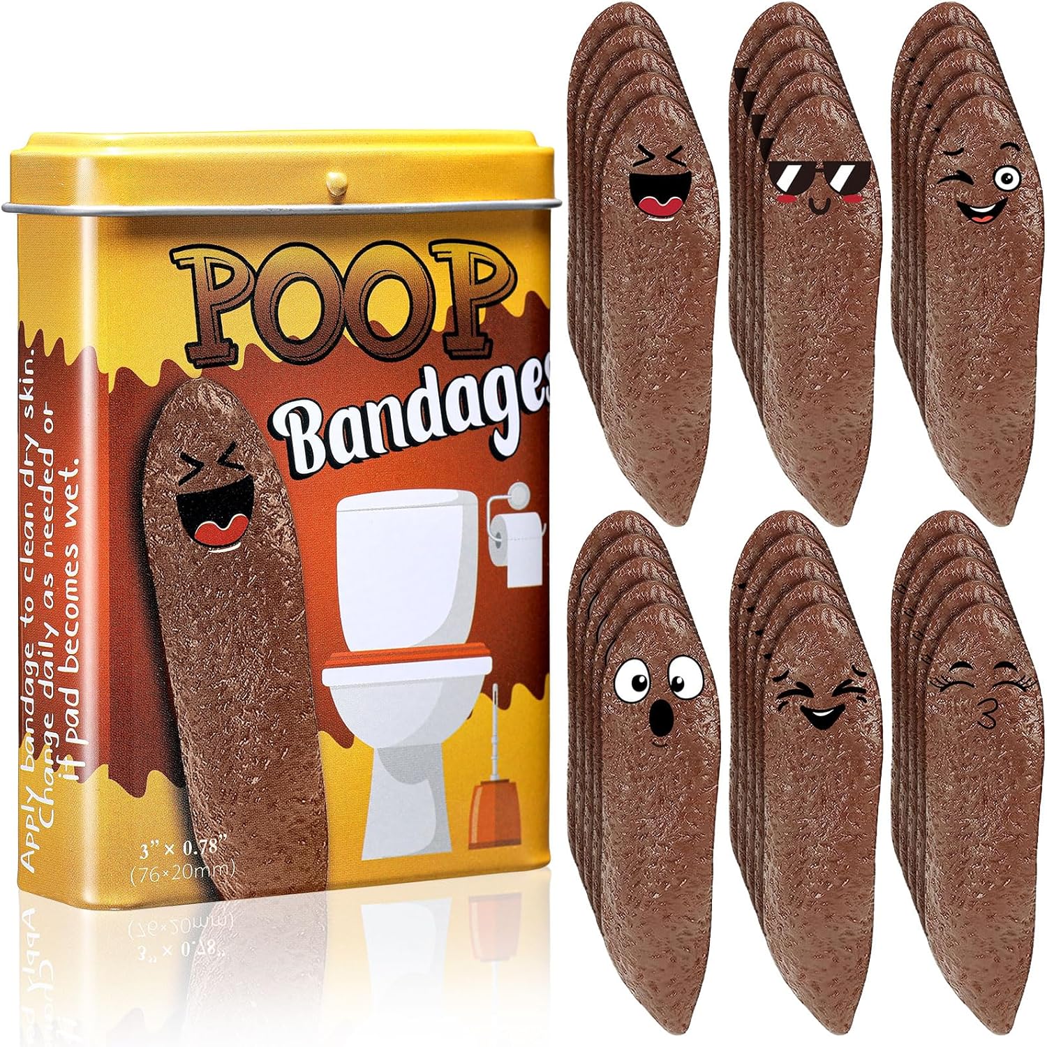 Nuanchu 30pcs Funny Poop Bandages Waterproof Humor First Aid Gifts