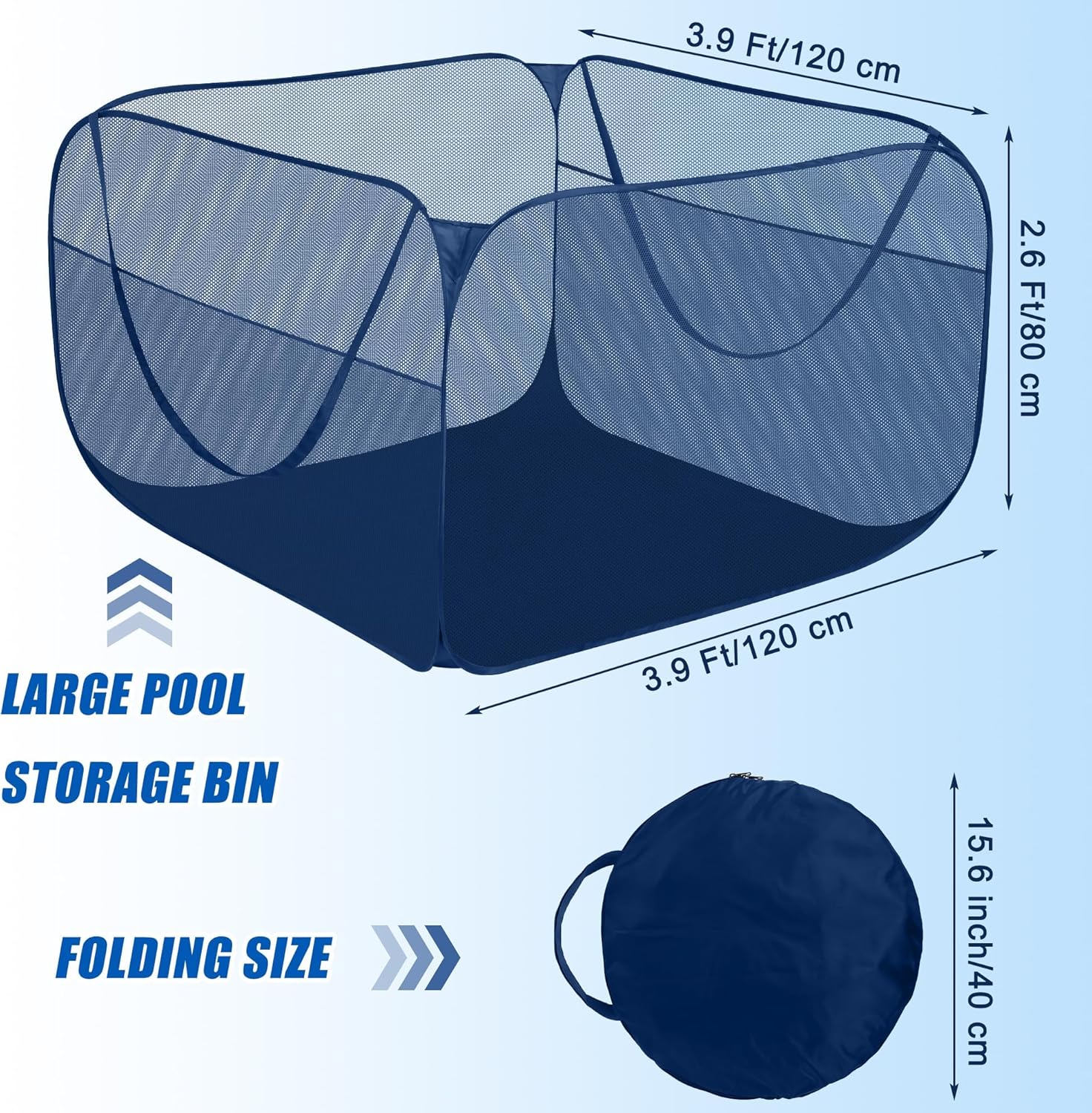 Hahood Pop-up Pool Toy Storage Bin 47x47x31 Inch