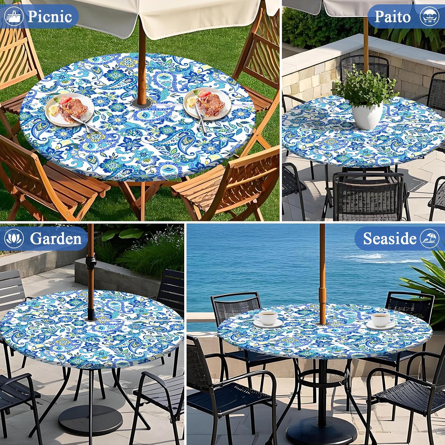 Vaukki Waterproof Zippered Tablecloth for 36-44 Inch Round Tables