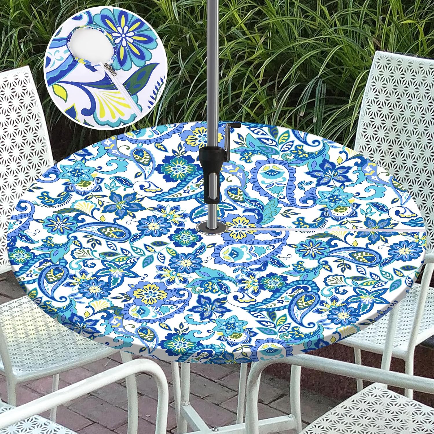Vaukki Waterproof Zippered Tablecloth for 36-44 Inch Round Tables