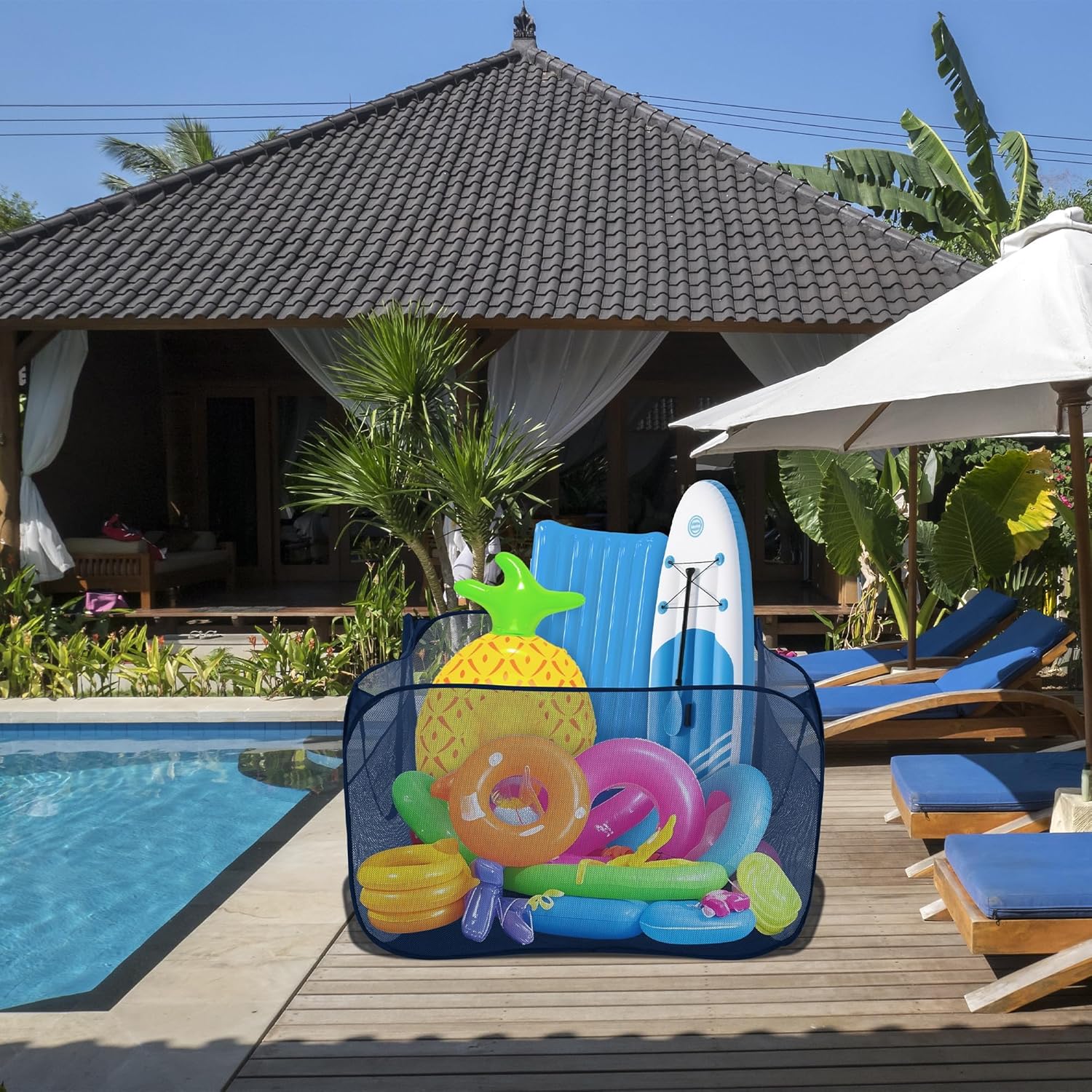Hahood Pop-up Pool Toy Storage Bin 47x47x31 Inch