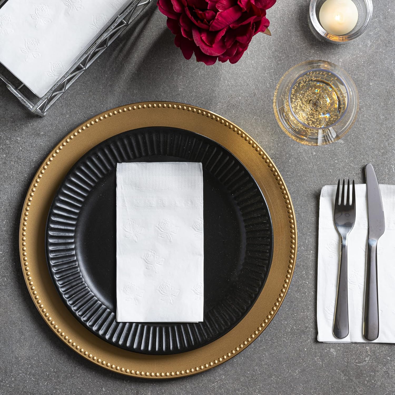 GUSTO 300 Count Paper Napkins - 2 Ply White Disposable Party Napkins